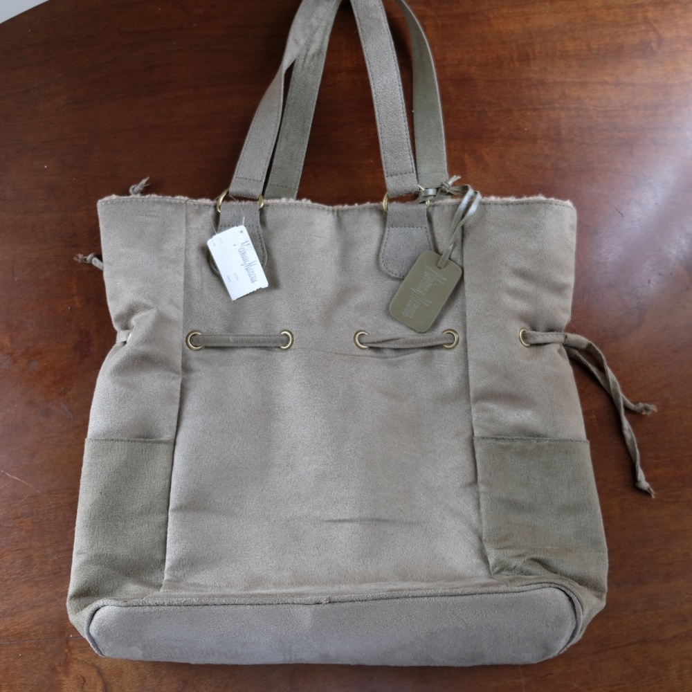 Neiman Marcus Olive Green Suede Tote Bag